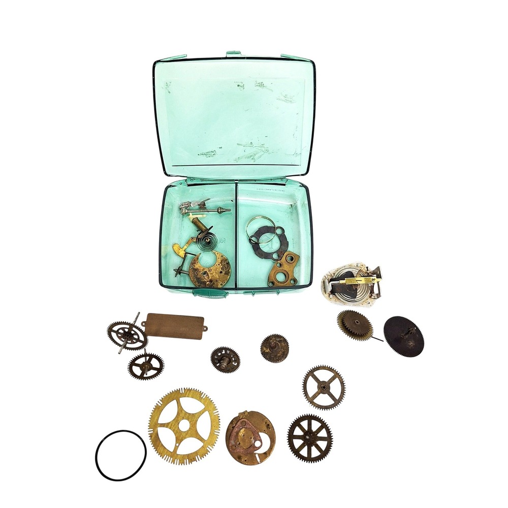Vintage Clock Repair Parts Lot Brass Gears Cogs Springs Steampunk Art Supply